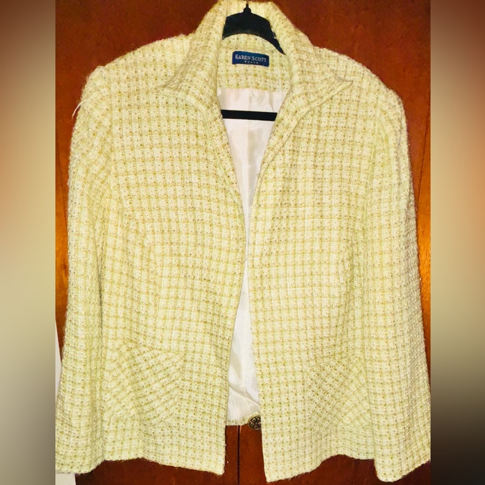 Karen Scott Women's Ivory Tweed Blazer